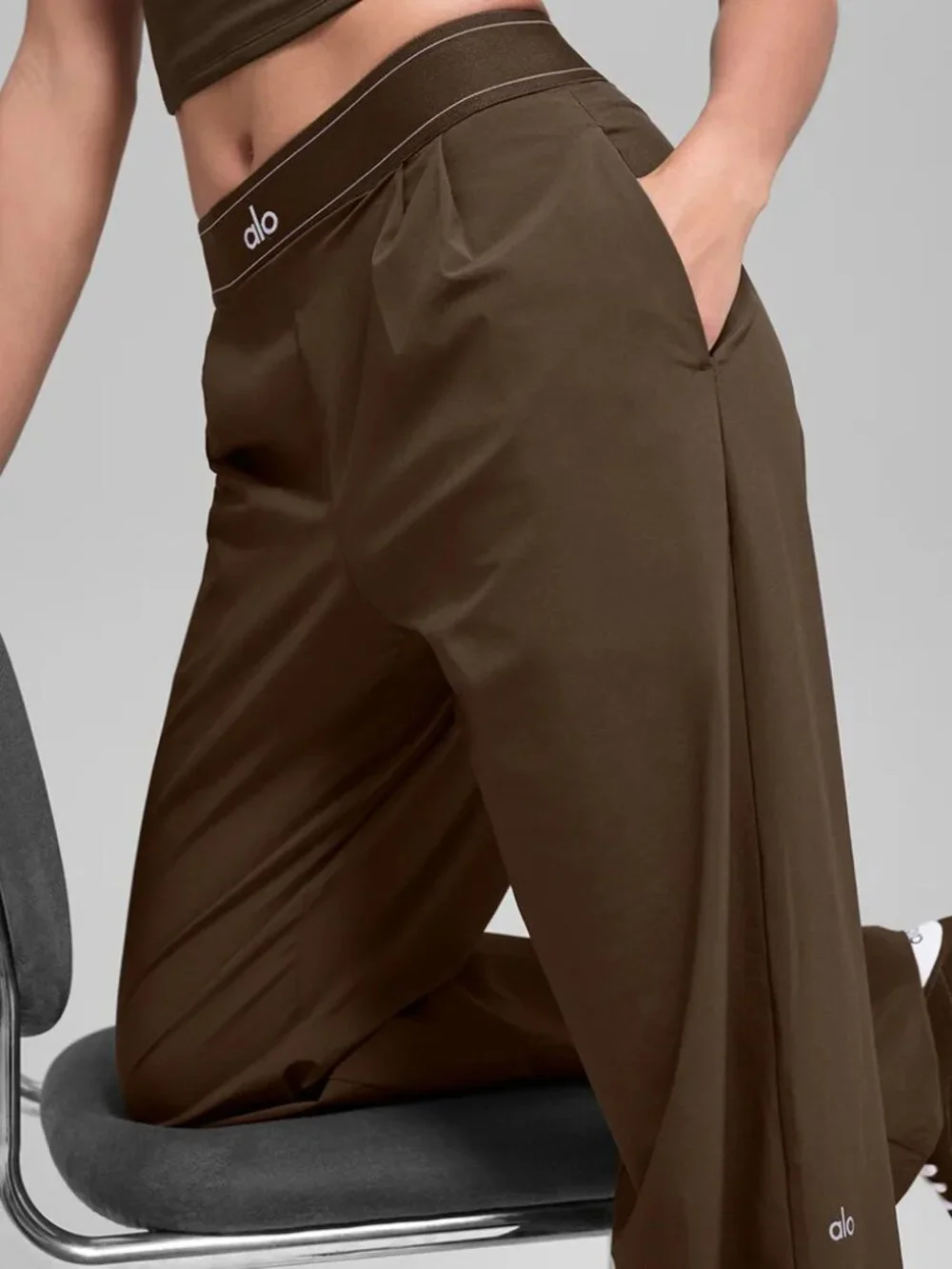 ALO Yoga Suit Up Trouser 🤎 Women’s Coffee Brown Regular | Clean Girl,Versatile